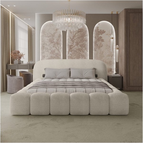 thematys Polsterbett mit Bettkasten, CLOUD 140x200 160x200 180x200 200x200cm (Kopfteil in Oversize, Familienbett XXL)