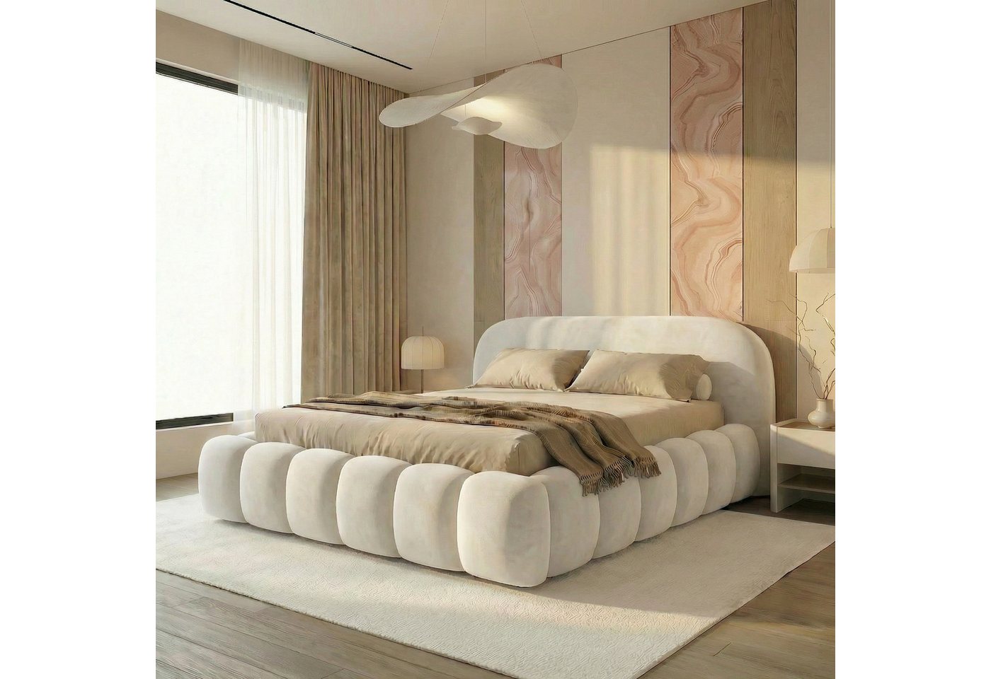 thematys Polsterbett mit Bettkasten, CLOUD 140x200 160x200 180x200 200x200cm (Kopfteil im Oversize-Look und Stauraum – weich, modern und pflegeleicht), Inklusiv – Bild 3 von 5