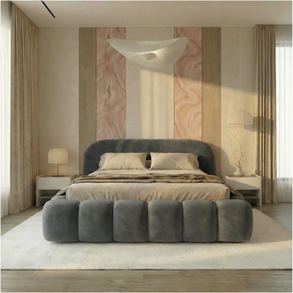 thematys Polsterbett mit Bettkasten, CLOUD 140x200 160x200 180x200 200x200cm (Kopfteil im Oversize-Look und Stauraum – weich, modern und pflegeleicht), Inklusiv