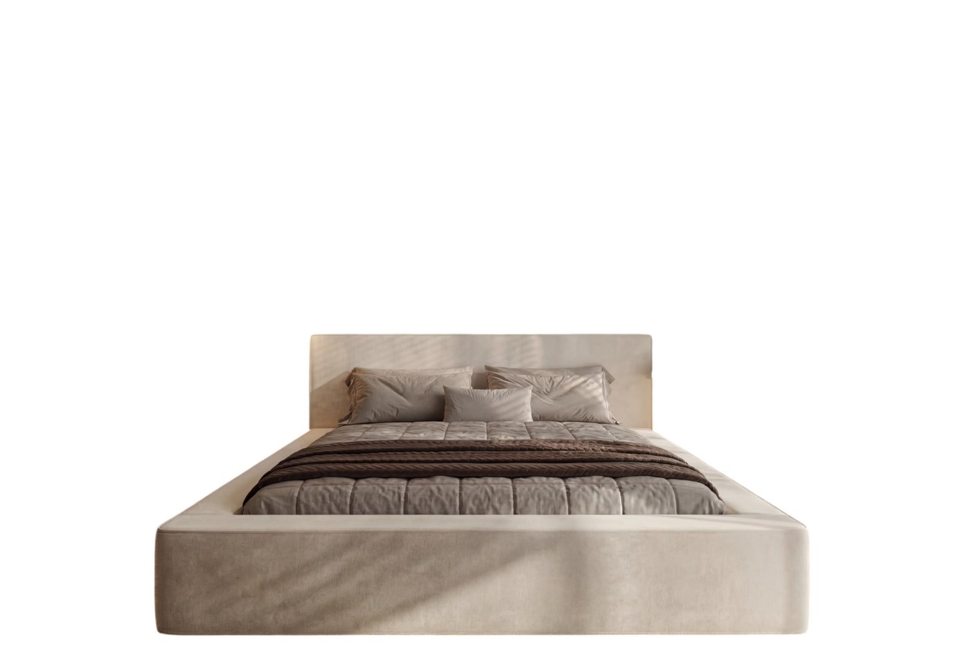 thematys Polsterbett mit Bettkasten, CLOUD 140x200 160x200 180x200 200x200cm (Kopfteil im modernen-Look – hochwertiger Bouclé-Stoff, Inklusive Lattenrost - hoch – Bild 2 von 5