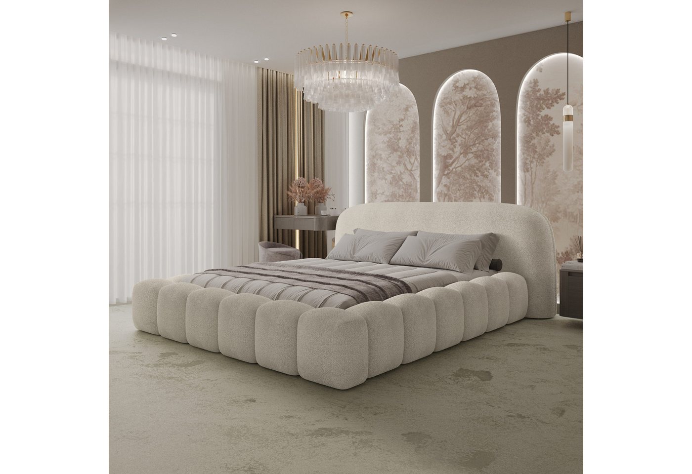 thematys Polsterbett mit Bettkasten, CLOUD 140x200 160x200 180x200 200x200cm (Kopfteil in Oversize, Familienbett XXL) – Bild 4 von 5
