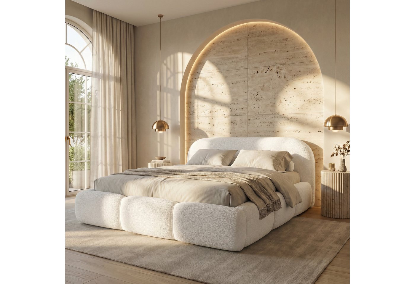 thematys Polsterbett mit Bettkasten, CLOUD 140x200 160x200 180x200 200x200cm (Kopfteil im Oversize-Look und Stauraum – weich, modern und pflegeleicht) – Bild 3 von 5