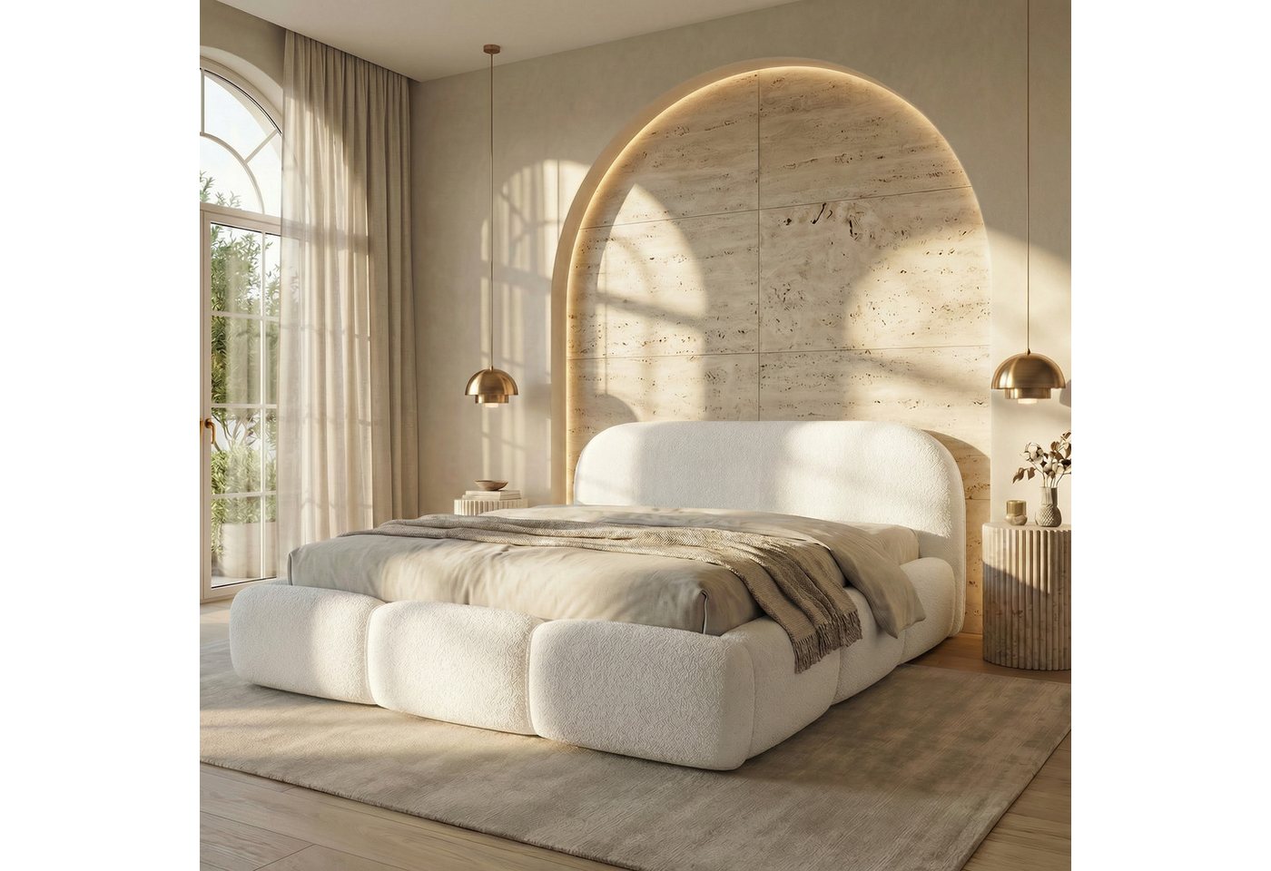 thematys Polsterbett mit Bettkasten, CLOUD 140x200 160x200 180x200 200x200cm (Kopfteil im Oversize-Look und Stauraum – weich, modern und pflegeleicht) – Bild 4 von 5