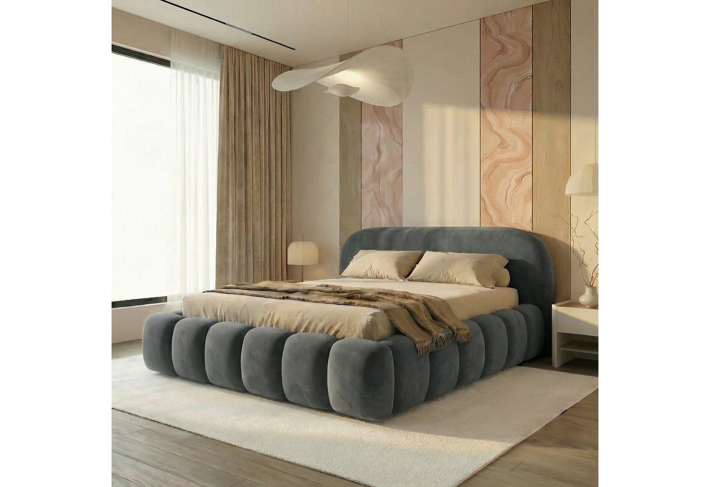 thematys Polsterbett mit Bettkasten, CLOUD 140x200 160x200 180x200 200x200cm (Kopfteil im Oversize-Look und Stauraum – weich, modern und pflegeleicht), Inklusiv – Bild 3 von 5