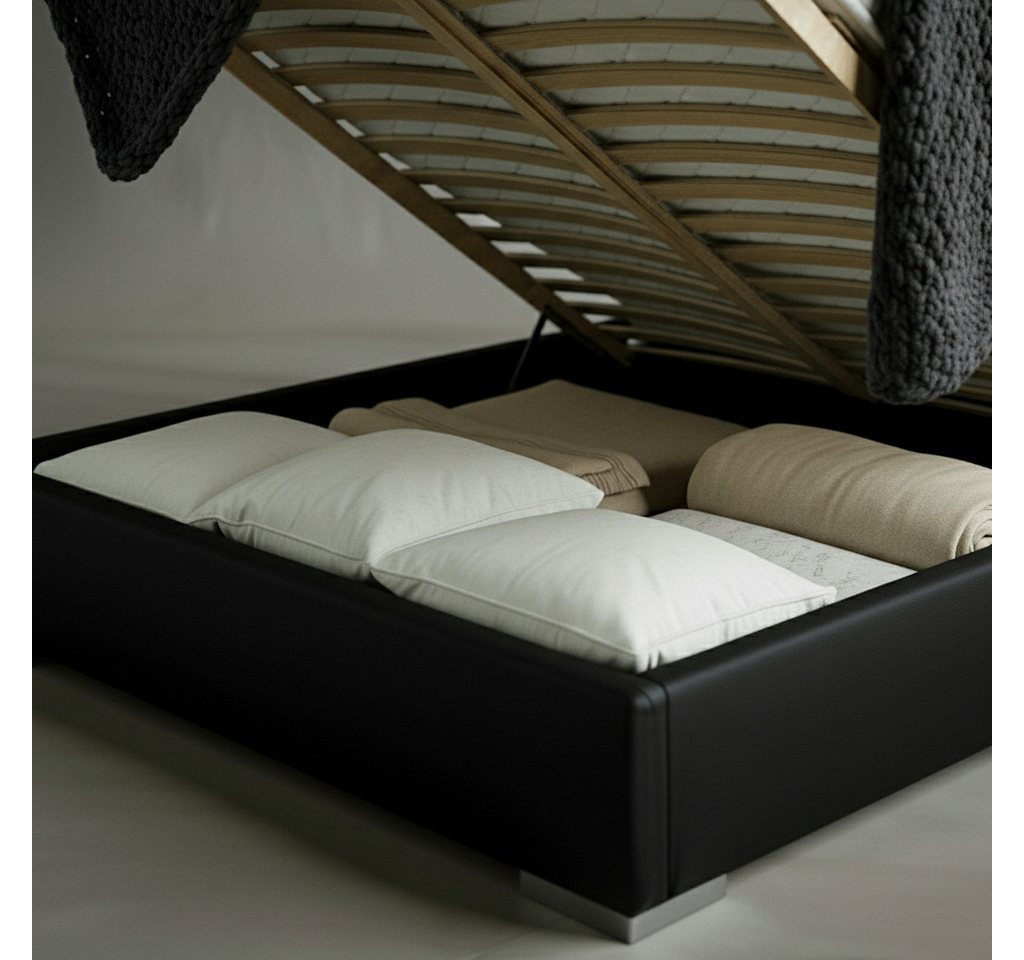 thematys Polsterbett mit Bettkasten, CLOUD 140x200 160x200 180x200 200x200cm (Kopfteil im Oversize-Look und Stauraum – weich, modern und pflegeleicht), hochwert – Bild 3 von 5