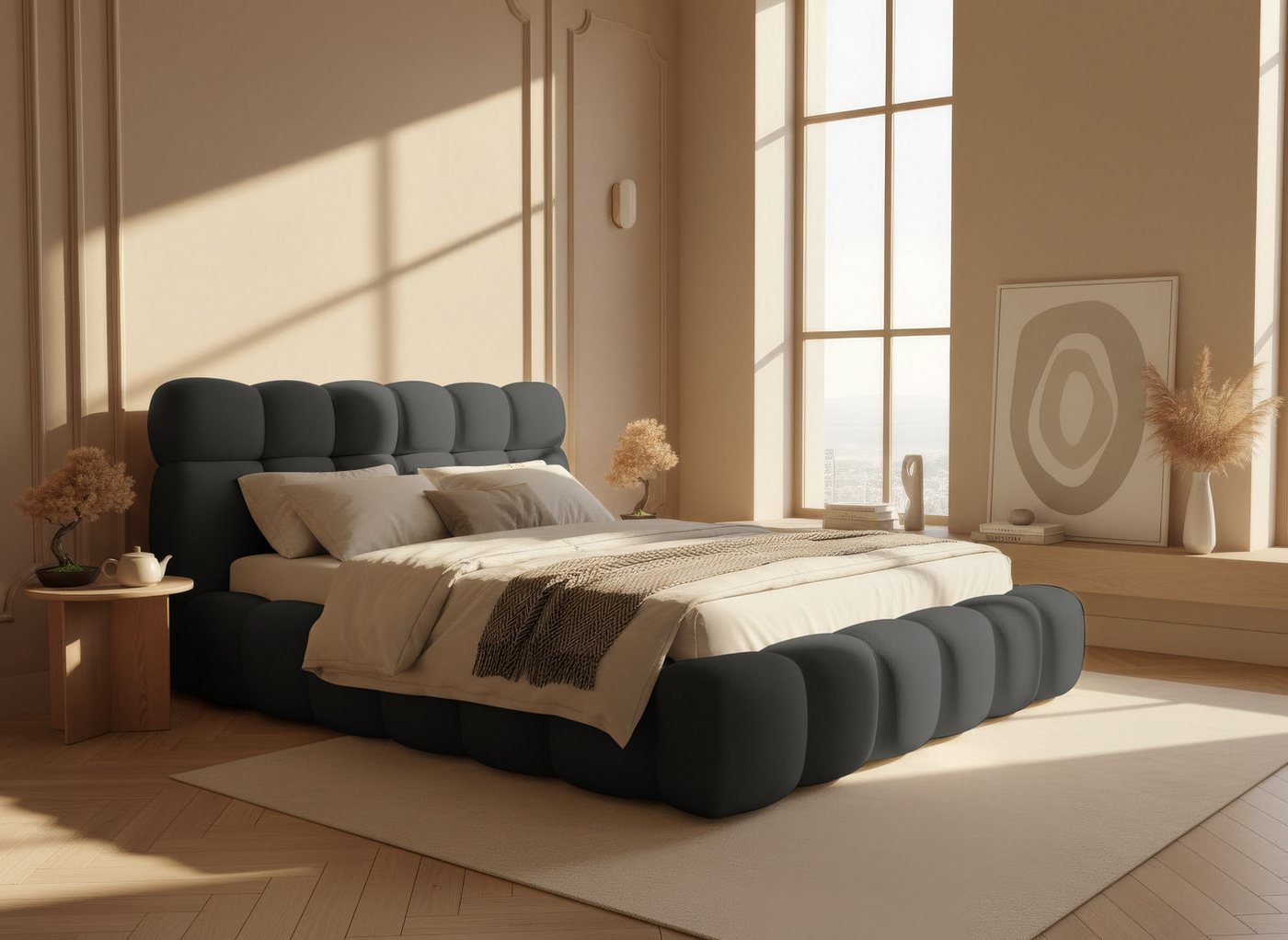 thematys Polsterbett mit Bettkasten, CLOUD 140x200 160x200 180x200 200x200cm (Kopfteil im Oversize-Look und Stauraum – weich, modern und pflegeleicht), hochwert – Bild 2 von 5