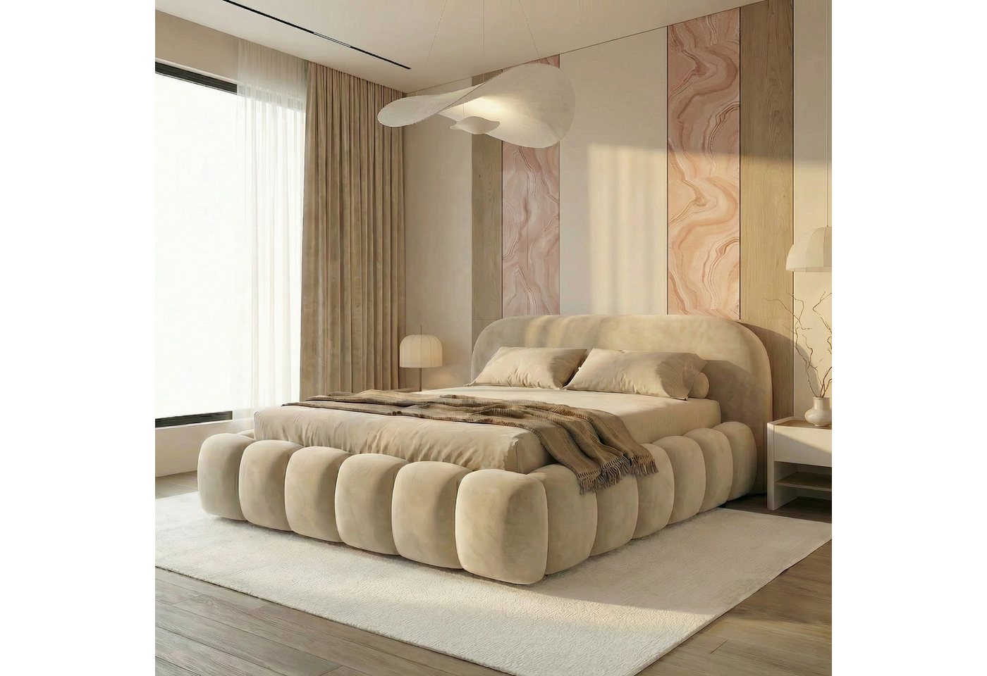 thematys Polsterbett mit Bettkasten, CLOUD 140x200 160x200 180x200 200x200cm (Kopfteil im Oversize-Look und Stauraum – weich, modern und pflegeleicht), Inklusiv – Bild 3 von 5