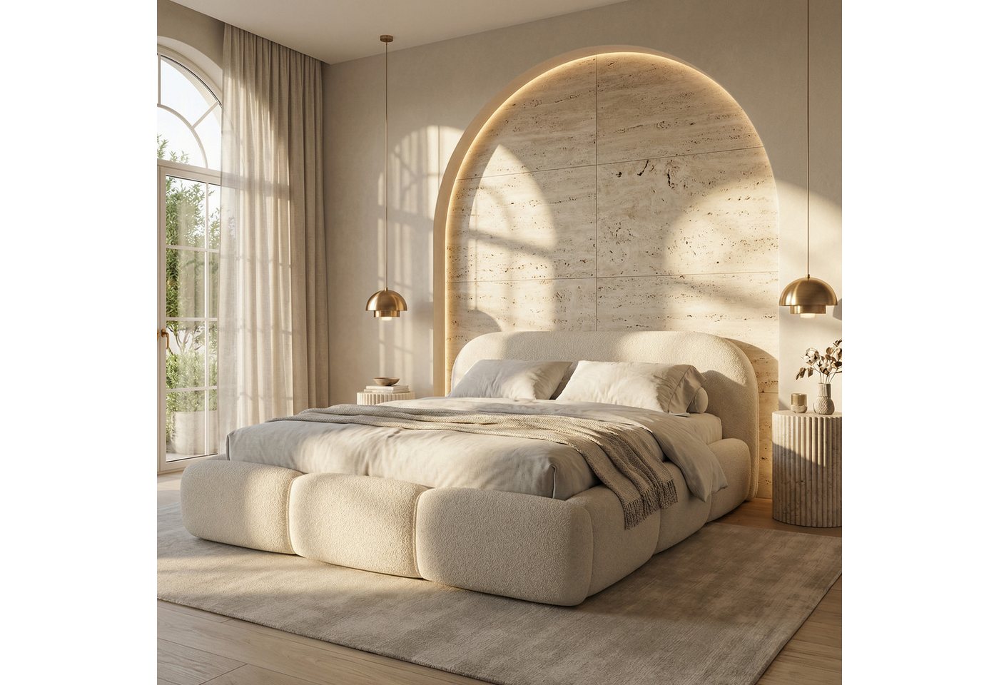thematys Polsterbett mit Bettkasten, CLOUD 140x200 160x200 180x200 200x200cm (Kopfteil im Oversize-Look und Stauraum – weich, modern und pflegeleicht) – Bild 3 von 5