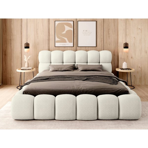 thematys Polsterbett mit Bettkasten / Stauraumbett, Bouclé 140x200 - 200x200cm (Optional mit 28 cm H3/H4 Taschenfederkern oder 23 cm Taschenfederkern-Matratze H