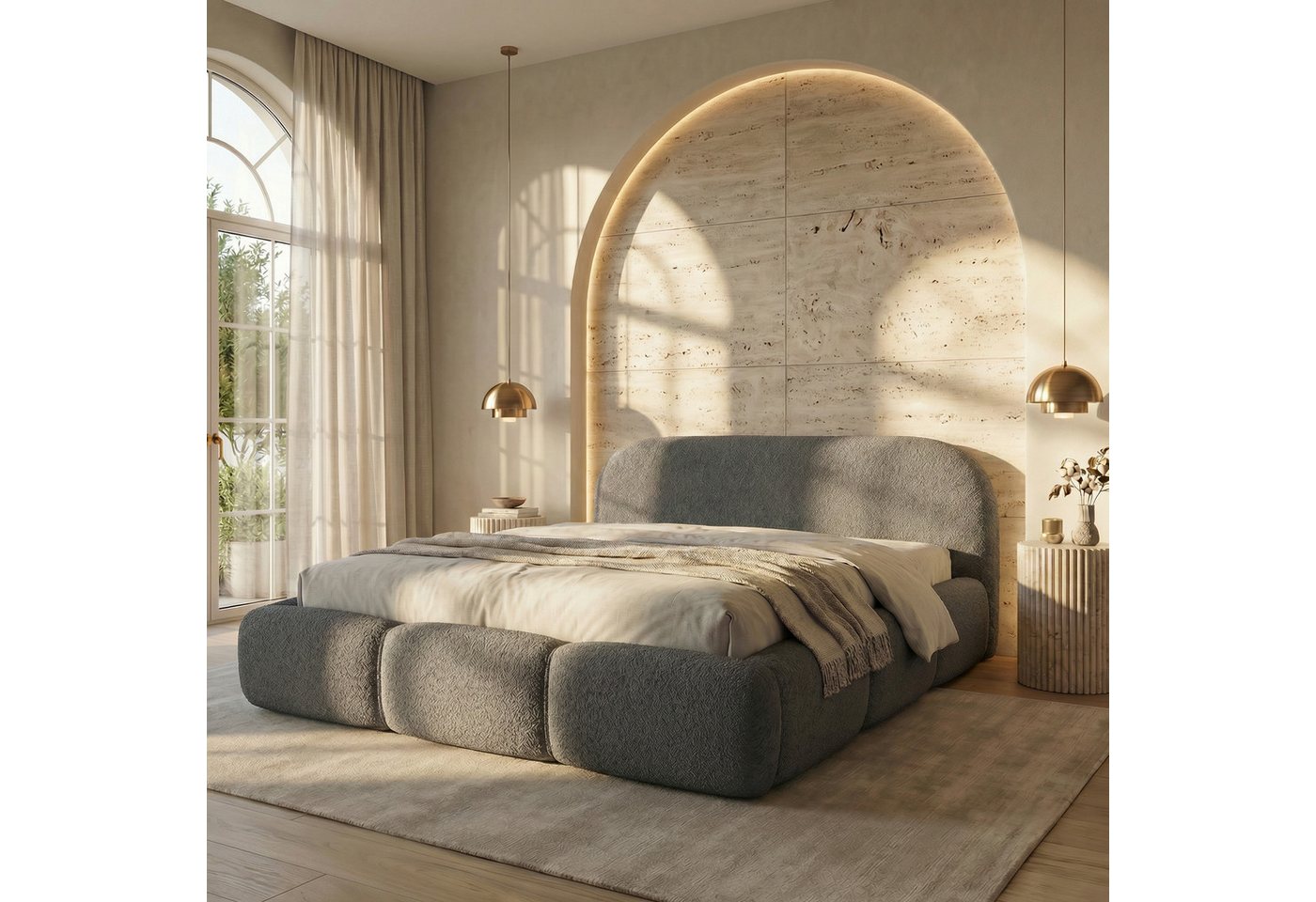 thematys Polsterbett mit Bettkasten, CLOUD 140x200 160x200 180x200 200x200cm (Kopfteil im Oversize-Look und Stauraum – weich, modern und pflegeleicht) – Bild 4 von 5