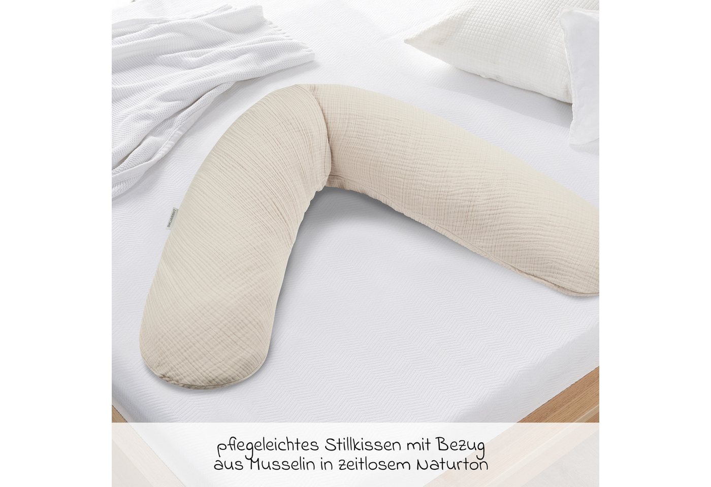 Theraline Stillkissen Dodo Premium, Lagerungskissen, Seitenschläferkissen 180 cm inkl. Bezug aus Musselin – Bild 5 von 5