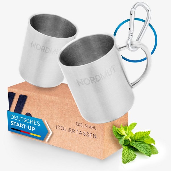 Nordmut Thermobecher NORDMUT® Edelstahl Thermobecher [2er Set], Edelstahl, doppelwandig isoliert, rostfreier Edelstahl
