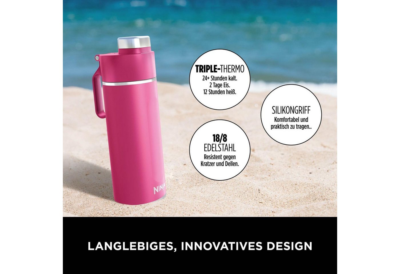 NINJA Thermoflasche Ninja Thirsti Trinkflasche, 700 ml, dreifach isolierter Travel Mug – Bild 5 von 5