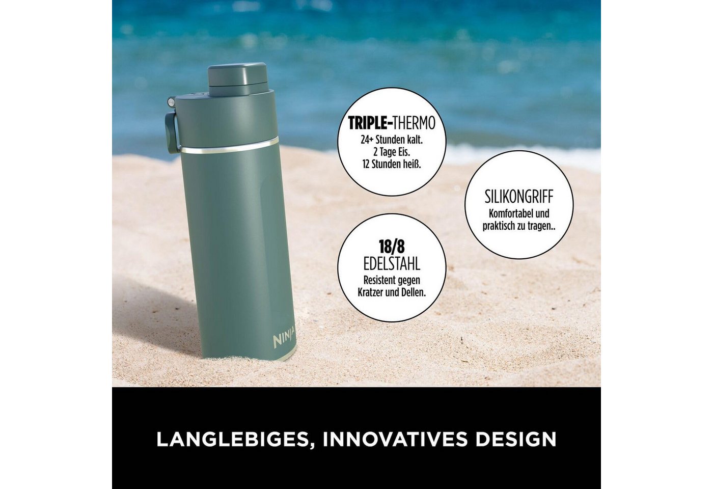 NINJA Thermoflasche Ninja Thirsti Trinkflasche, 700 ml, dreifach isolierter Travel Mug – Bild 4 von 5