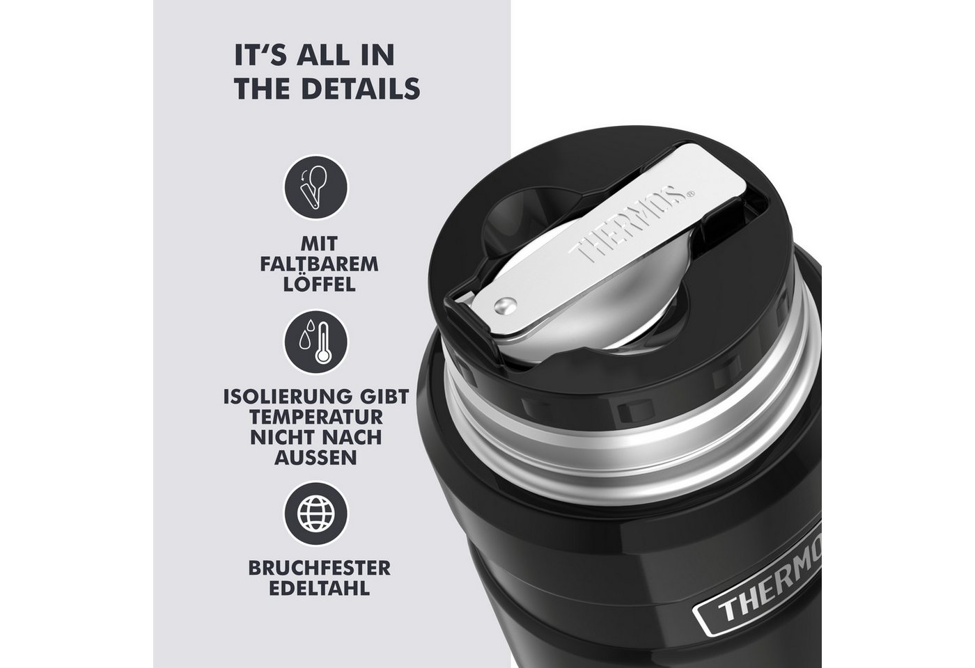 THERMOS Isolierflasche Isolierbehälter Stainless King Food Jar 0,47l – Bild 3 von 5