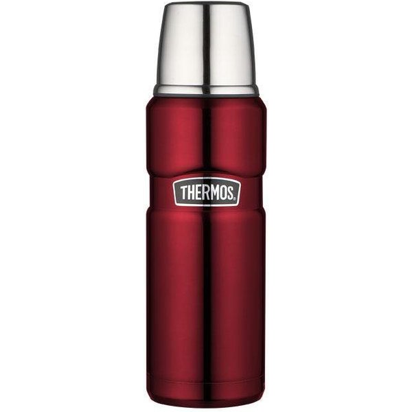 THERMOS Isolierflasche STAINLESS KING BEVERAGE BOTTLE, doppelwandiger Edelstahl, 0,47l, 12h heiß & 24h kalt, Twist & Pour Lid, Becher