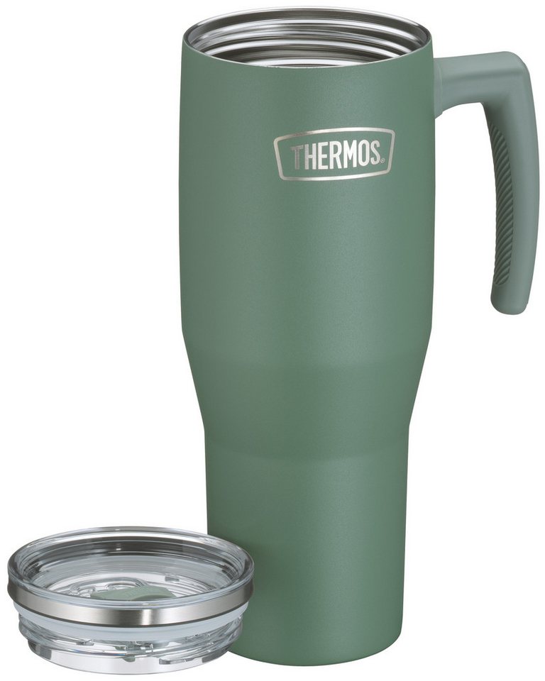 THERMOS Thermobecher REFRESHING SERIES ISOLIERTRINKBECHER mit Strohhalm, 1-tlg., Edelstahl, Kunststoff, Silikon, Titan, 1,10l, 6h heiß & 6h kalt, mit Griff – Bild 3 von 5