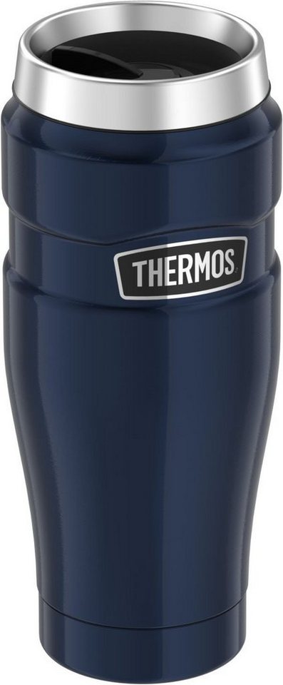 THERMOS Thermobecher STAINLESS KING MUG, doppelwandiger Edelstahl, spülmaschinenfest, 1-tlg., Edelstahl, Kunststoff, Silikon, 0,47l, 7h heiß & 18h kalt, absolut – Bild 2 von 5