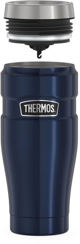 THERMOS Thermobecher STAINLESS KING MUG, doppelwandiger Edelstahl, spülmaschinenfest, 1-tlg., Edelstahl, Kunststoff, Silikon, 0,47l, 7h heiß & 18h kalt, absolut – Bild 4 von 5