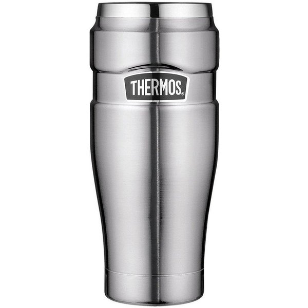 THERMOS Thermobecher STAINLESS KING MUG, doppelwandiger Edelstahl, spülmaschinenfest, 1-tlg., Edelstahl, Kunststoff, Silikon, 0,47l, 7h heiß & 18h kalt, absolut