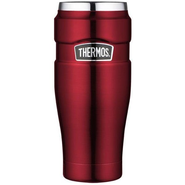 THERMOS Thermobecher STAINLESS KING MUG, doppelwandiger Edelstahl, spülmaschinenfest, 1-tlg., Edelstahl, Kunststoff, Silikon, 0,47l, 7h heiß & 18h kalt, absolut