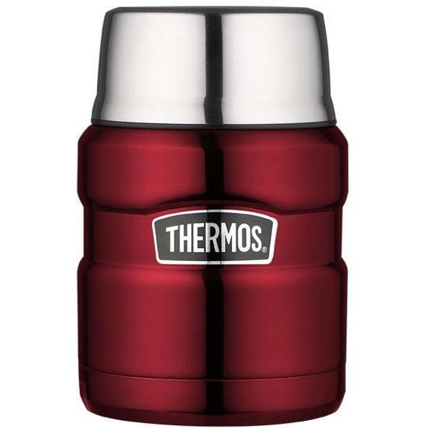 THERMOS Thermobehälter STAINLESS KING, Thermobehälter für Essen, spülmaschinenfest, Edelstahl, Kunststoff, Silikon, (1-tlg), 0,47l, 9h heiß & 14h kalt, dicht, D