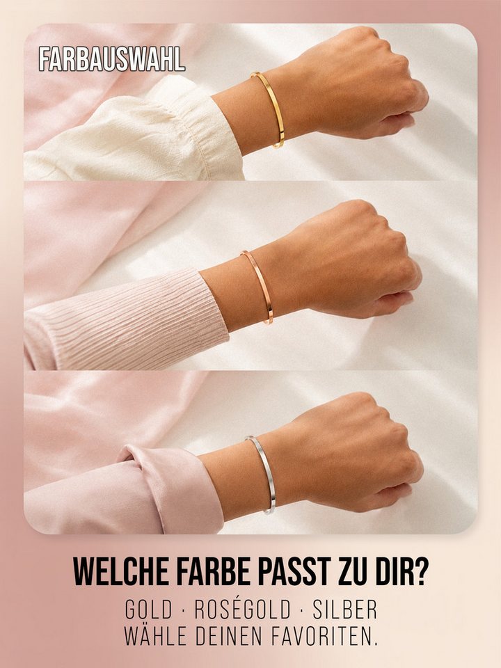 THIORA Armreif B3, Edelstahl mit fester Gravur, anpassbar – Bild 2 von 5