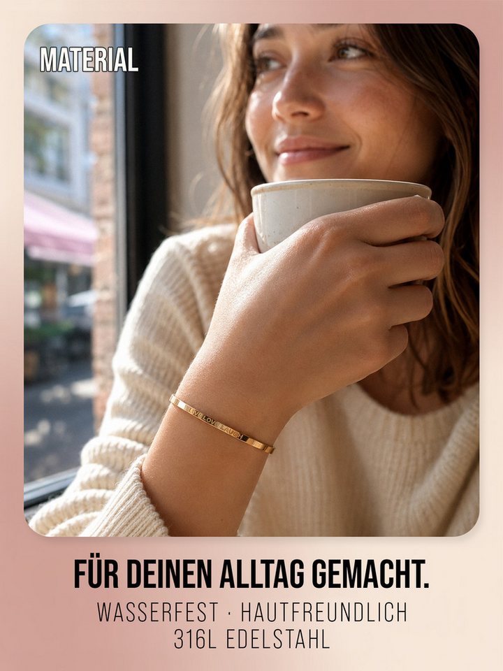 THIORA Armreif B3, Edelstahl mit fester Gravur, anpassbar – Bild 5 von 5