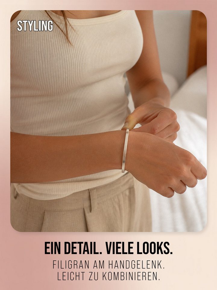 THIORA Armreif B3, Edelstahl mit fester Gravur, anpassbar – Bild 3 von 5