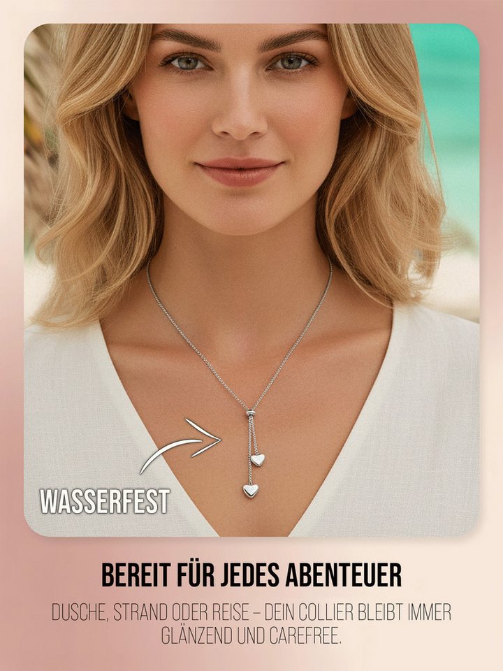 THIORA Edelstahlkette Bora Hearts (Einzel, Einzelartikel), wasserfest, nickelfrei, hypoallergen, verstellbar, Y-Kette, Boxkette – Bild 5 von 5