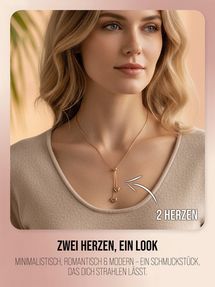 THIORA Edelstahlkette Bora Hearts (Einzel, Einzelartikel), wasserfest, nickelfrei, hypoallergen, verstellbar, Y-Kette, Boxkette – Bild 3 von 5