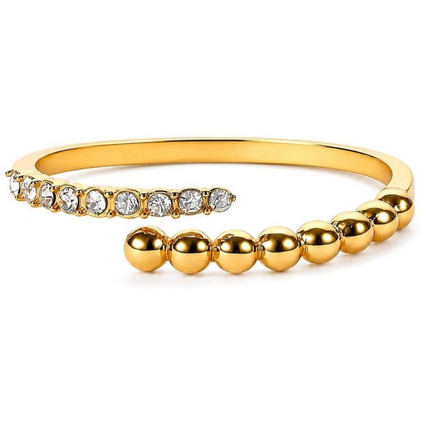 THIORA Fingerring Bora Brilliance, 316L Edelstahl mit 9 Zirkonia-Steinen, offen & verstellbar
