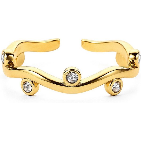 THIORA Fingerring Lagoon, 316L Edelstahl mit Zirkonia, offen & verstellbar