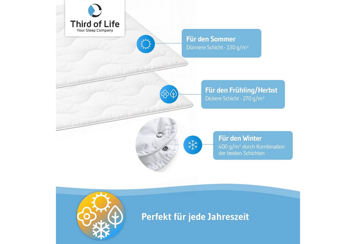 Third of Life Microfaserbettdecke DORMUS, Qualität aus Europa, Füllung: Microfaser, Bezug: Microfaser, Atmungsaktiv, Hypoallergen, Made in Europe – Bild 2 von 5