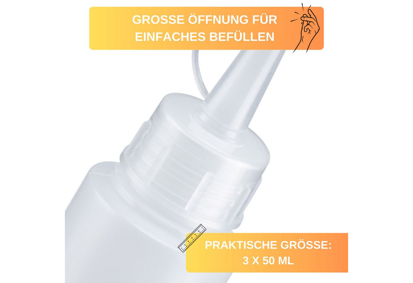 Thiru Aufbewahrungssystem 3er Set Quetschflaschen, mit Verschlusskappe, (3-tlg) – Bild 2 von 5