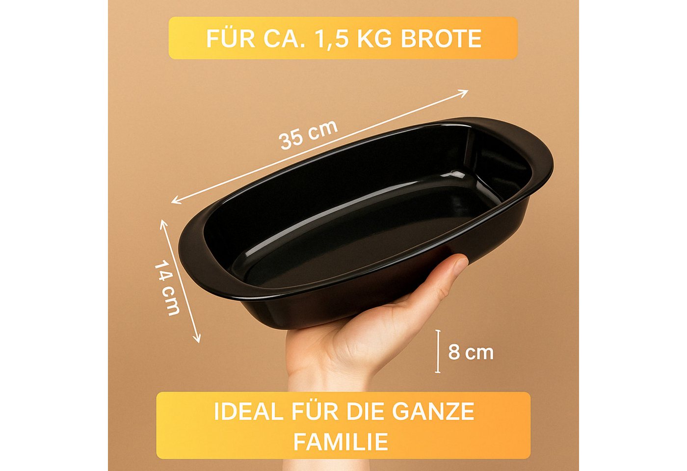 Thiru Brotbackform Emaille - 35 cm - Schnittfest, kratzfest & hitzebeständig, (1-tlg) – Bild 5 von 5