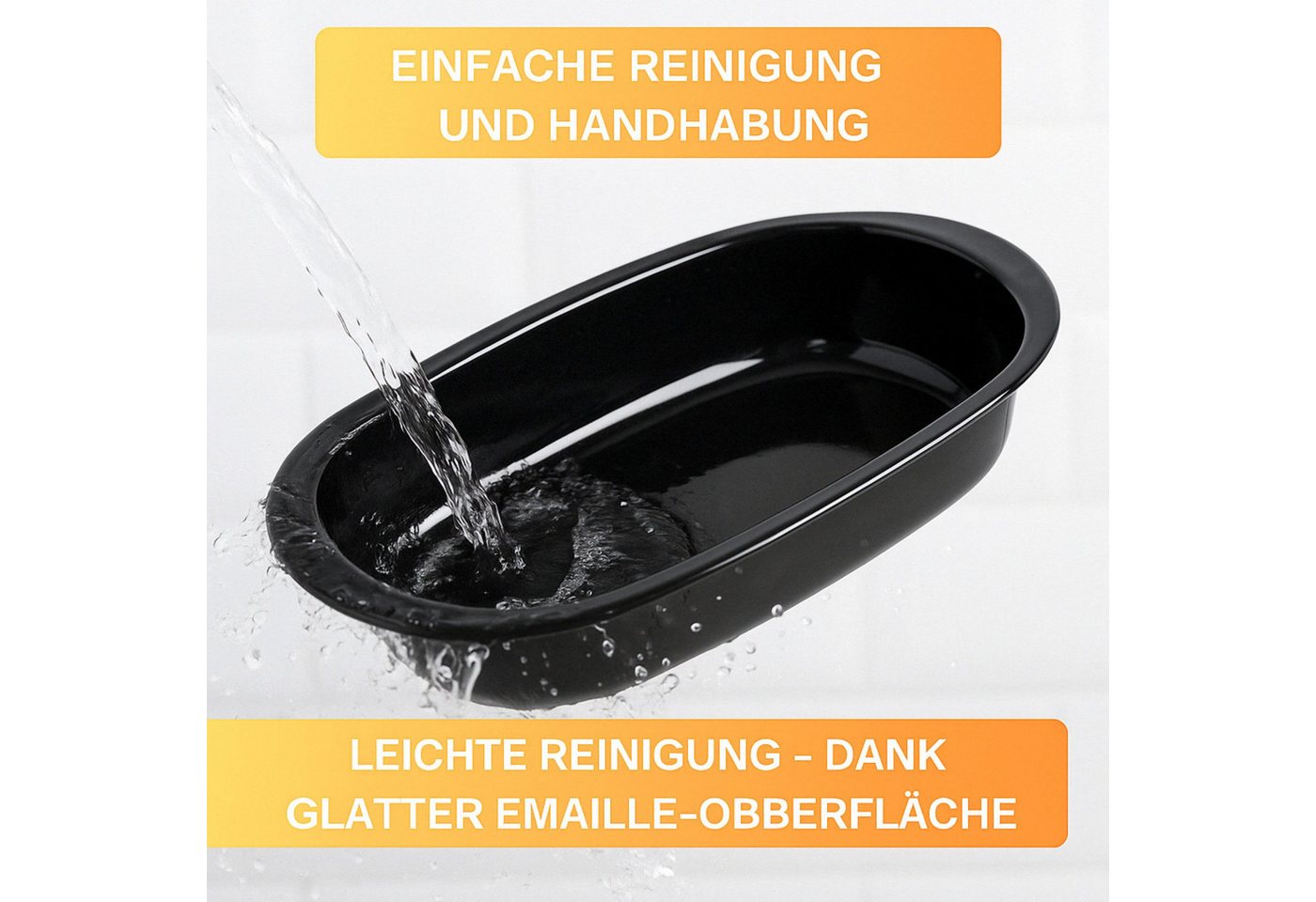 Thiru Brotbackform Emaille - 35 cm - Schnittfest, kratzfest & hitzebeständig, (2-tlg) – Bild 4 von 5
