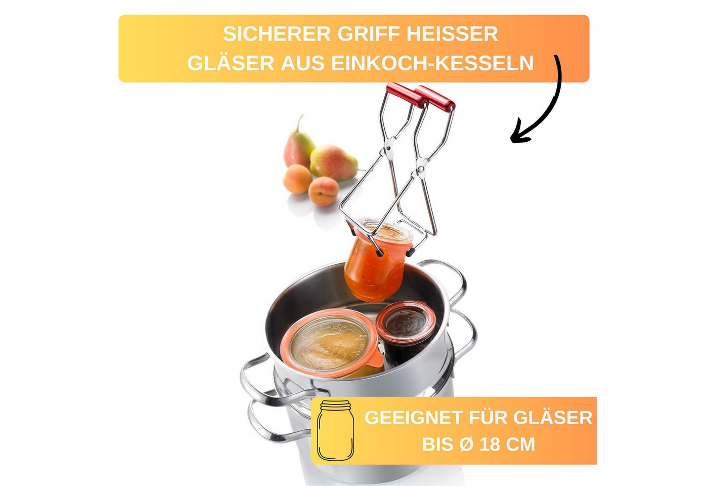 Thiru Einmachglas Glasheber, verchromt für unterschiedliche Glasformen und -größen, verchromt – Bild 5 von 5