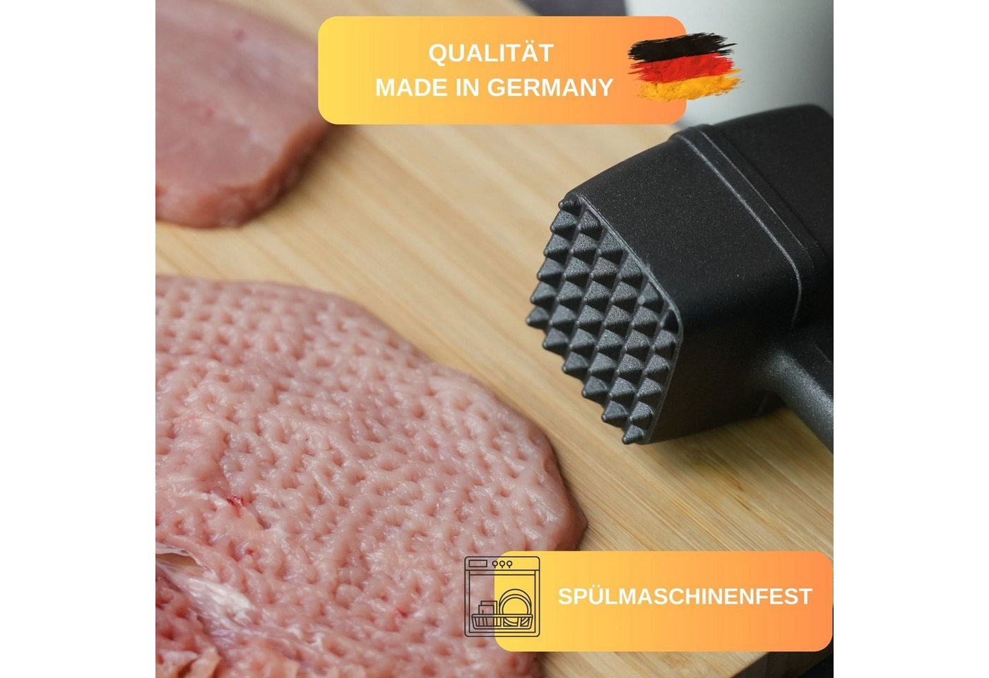 Thiru Fleischklopfer Fleischhammer Schnitzel, Kotelett - Hammer-Kopf mit Zwei Schlagflächen – Bild 5 von 5