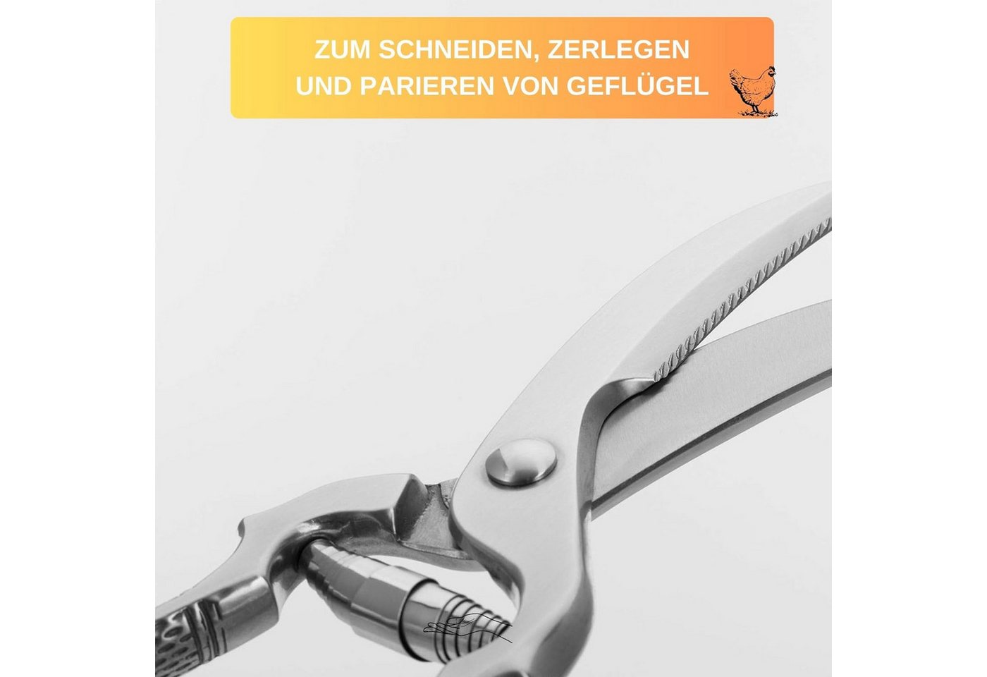 Thiru Geflügelschere Premium Küchenschere mit Federmechanismus für Rechts- und Linkshänder, (1-tlg), Federmechanismus, für Rechts- & Linkshänder, Aufbewahrungsh – Bild 2 von 5
