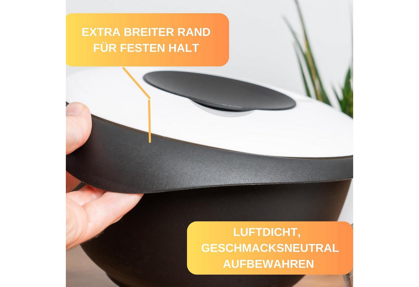Thiru Rührschüssel Premium mit Spritzschutz Deckel - Rutschfest, Doppelpack - 3,5L & Quirltopf – Bild 2 von 5