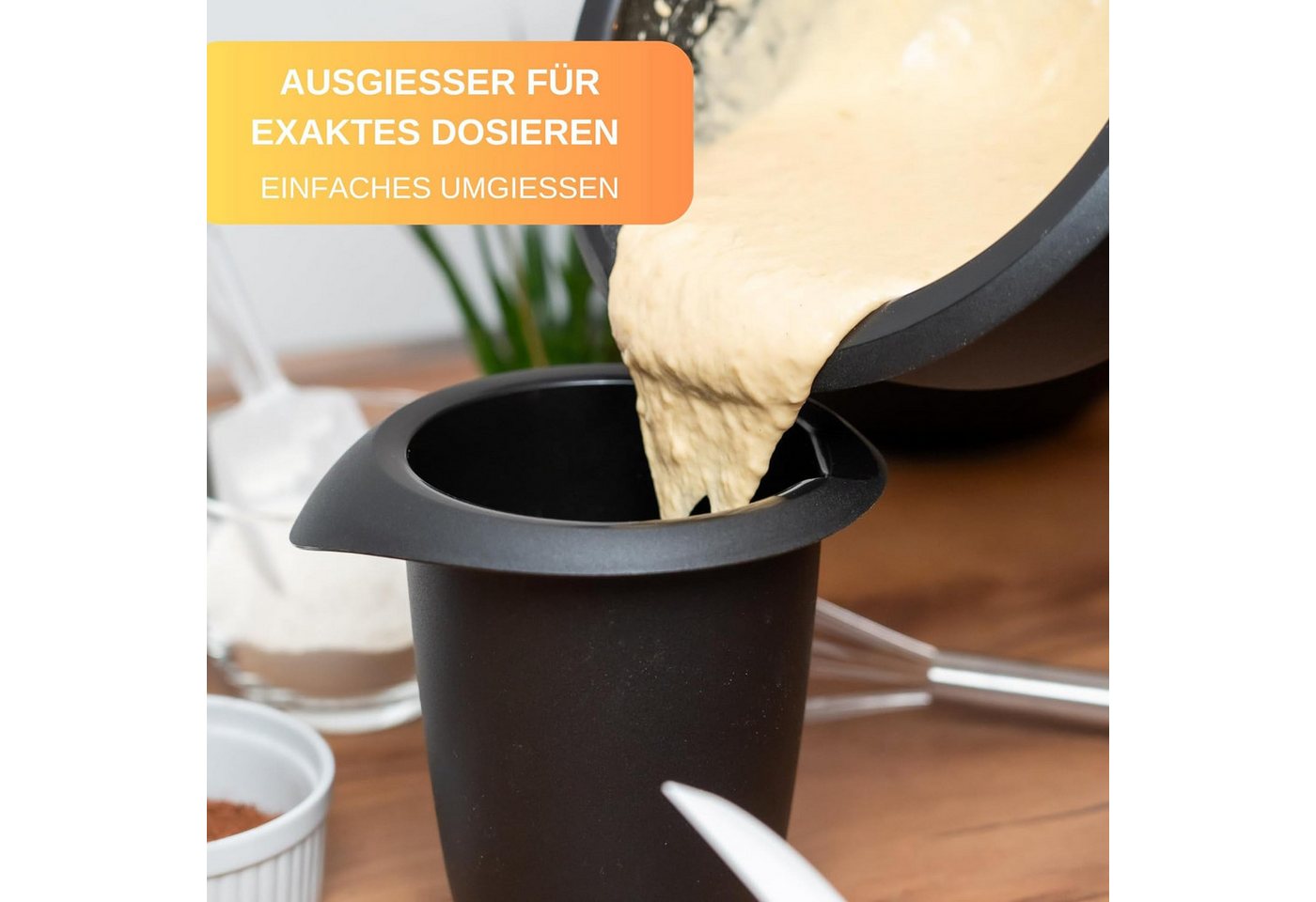 Thiru Rührschüssel Premium mit Spritzschutz Deckel - Rutschfest, Doppelpack - 3,5L & Quirltopf – Bild 3 von 5