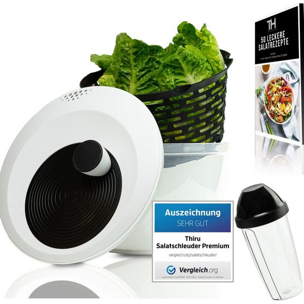 Thiru Salatschleuder Premium Salatschleuder 5L - Made in Germany, 5 Liter, BPA frei, Rutschfest, Leichtes Kurbeln
