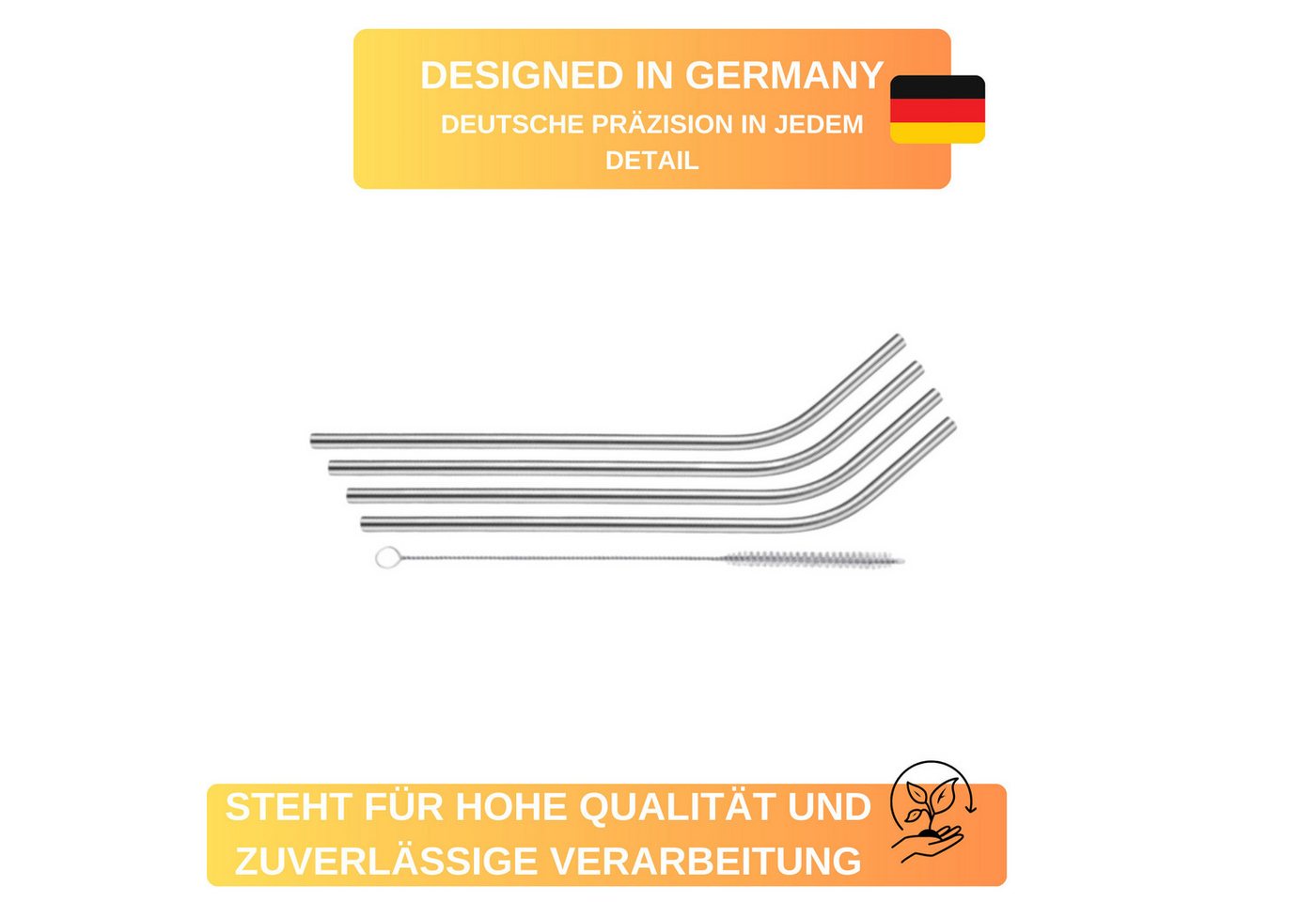 Thiru Trinkhalme - wiederverwendbar & umweltfreundlich - Reinigungsbürste inkl. (Sets), (6-tlg) – Bild 2 von 5