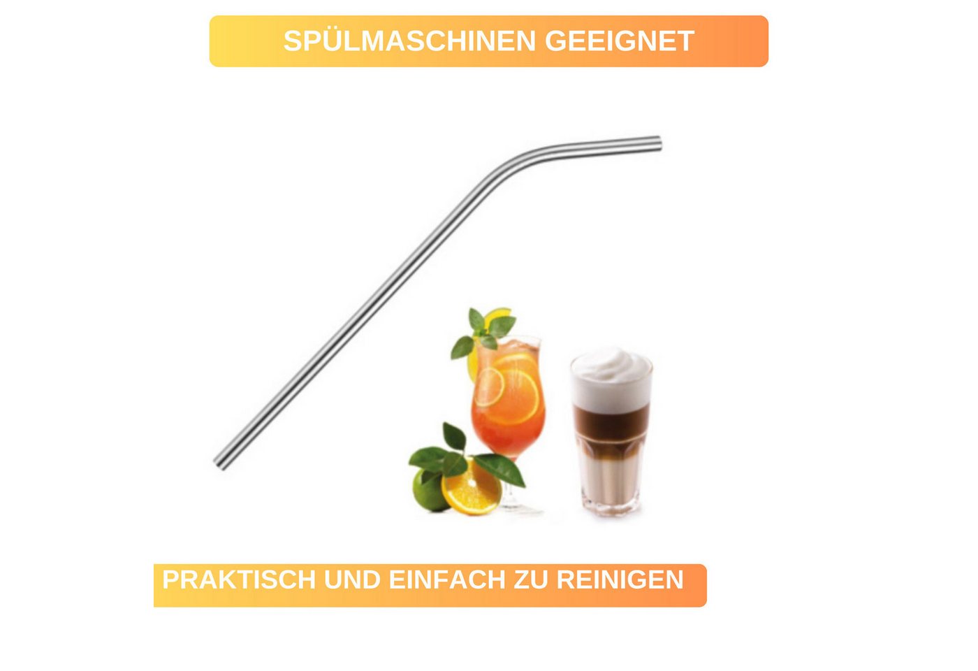 Thiru Trinkhalme - wiederverwendbar & umweltfreundlich - Reinigungsbürste inkl. (Sets), (6-tlg) – Bild 5 von 5
