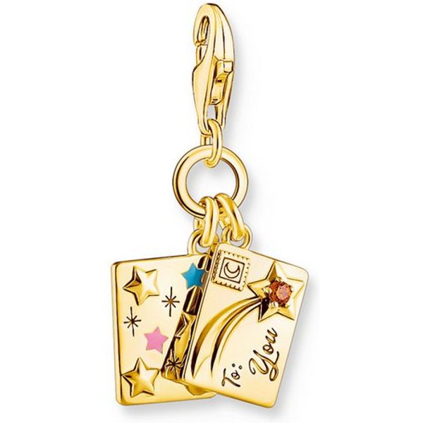 THOMAS SABO Charm-Einhänger Brief-Design vergoldet, mit Zirkonia (synth)