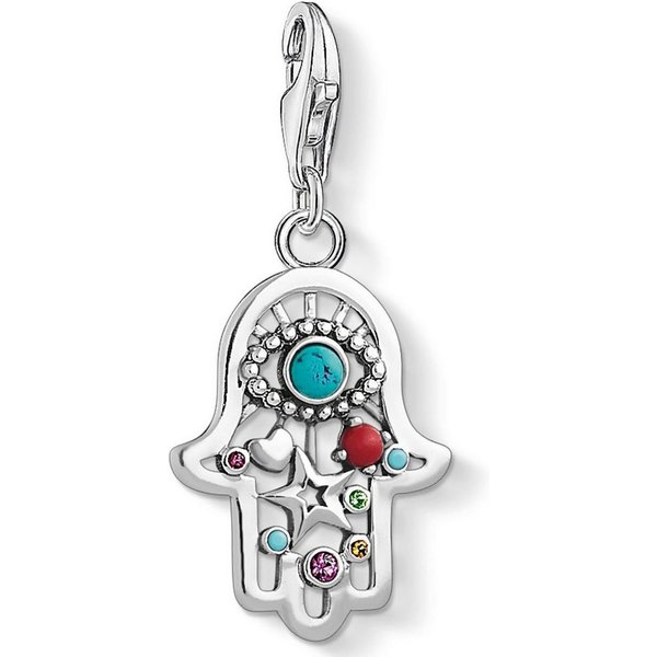 THOMAS SABO Charm-Einhänger Charm-Anhänger Ethno Fatimas Hand, mit Zirkonia (synth)