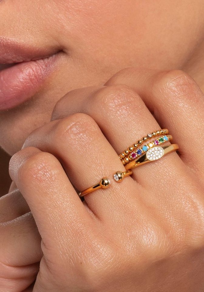 THOMAS SABO Fingerring Kugeln mit Steinen, mit Glas-Keramik Stein, Korund, Zirkonia (synth) – Bild 3 von 3