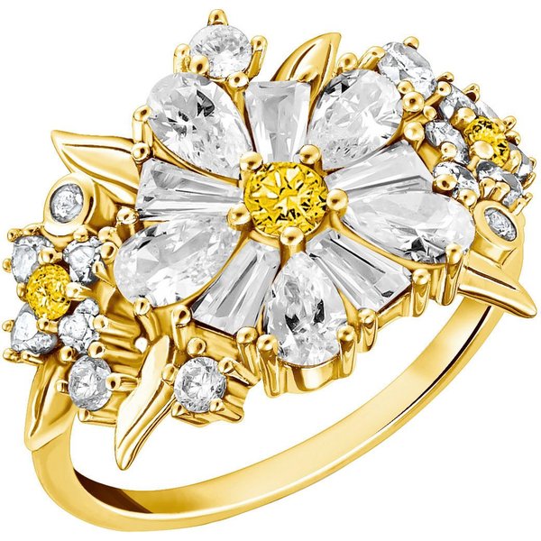 THOMAS SABO Fingerring Lovely Daisy Bouquet-Cocktail-Ring, mit Zirkonia (synth)
