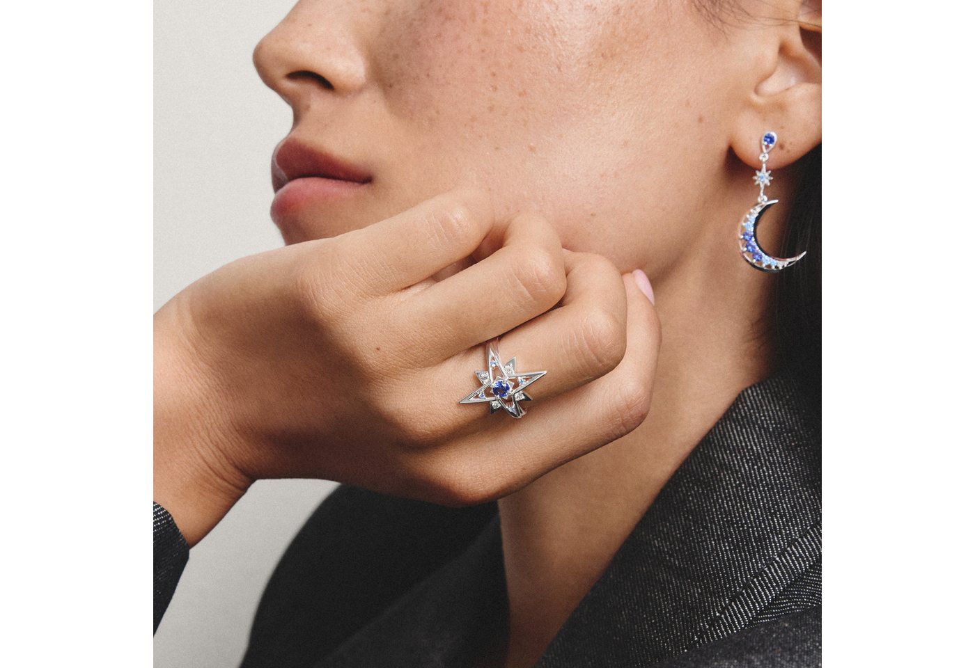 THOMAS SABO Fingerring Midnight Sky Ring Silber, mit Zirkonia (synth), Glas-Keramik Stein – Bild 4 von 4